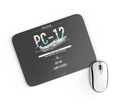 Pilatus PC-12 PRO design on black rectangle mouse pad