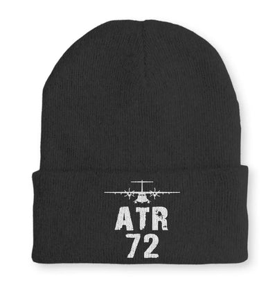 ATR-72 & Plane Embroidered aviation embroidery on soft knit fabric beanie.