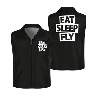 Eat Sleep Fly Thin Style aviation design printed on lightweight shell with sleeveless design thin vest.