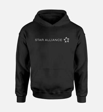 Star Alliance Airlines logo on black single side hoodie
