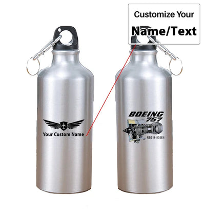 Boeing 757 & Rolls Royce Engine (RB211) aviation design on thermos, vacuum-insulated.