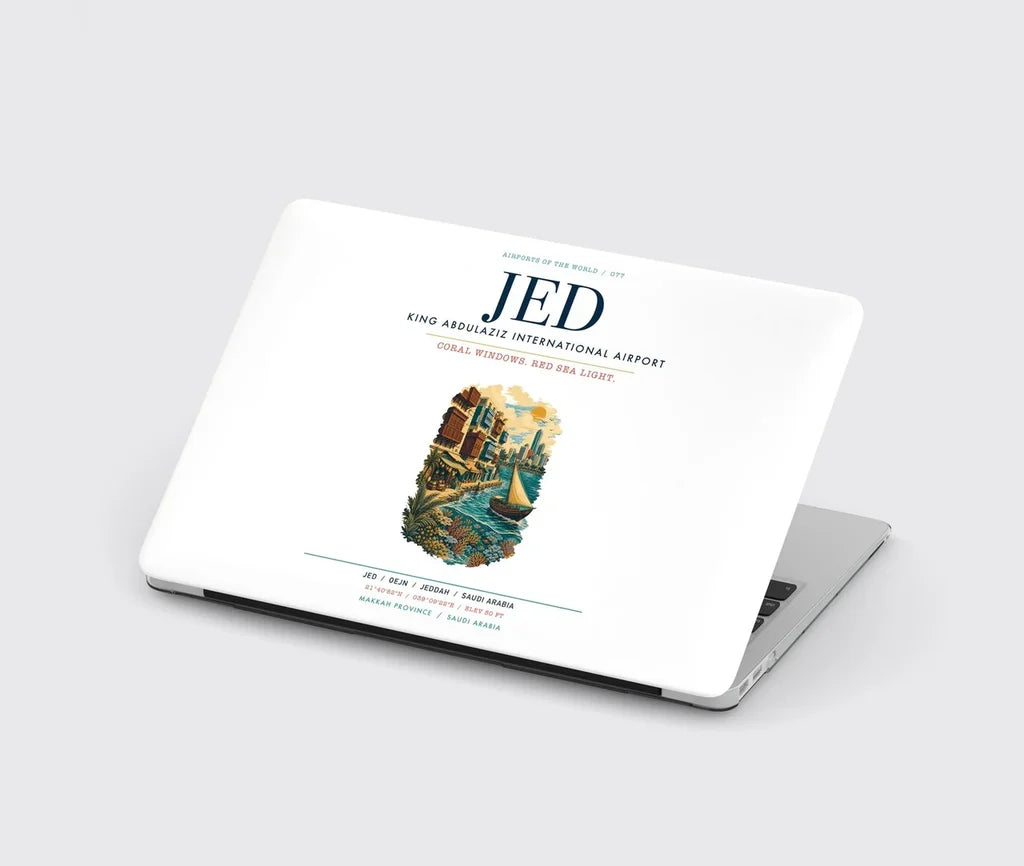 Jeddah King Abdulaziz International Airport (JED) design on white MacBook case