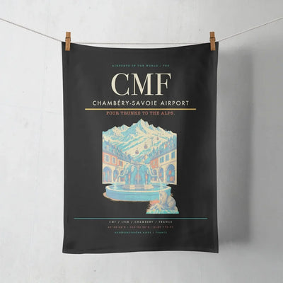 Chambéry-Savoie Airport (CMF) design on black towel