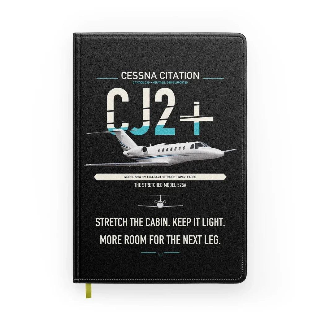 Cessna Citation CJ2+ design on black notebook