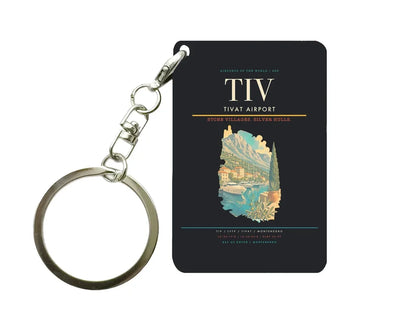Tivat Airport (TIV) design on black key chain