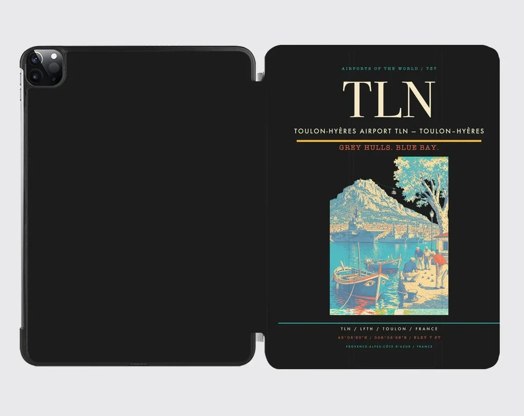 Toulon-Hyères Airport (TLN) design on black ipad tablet case
