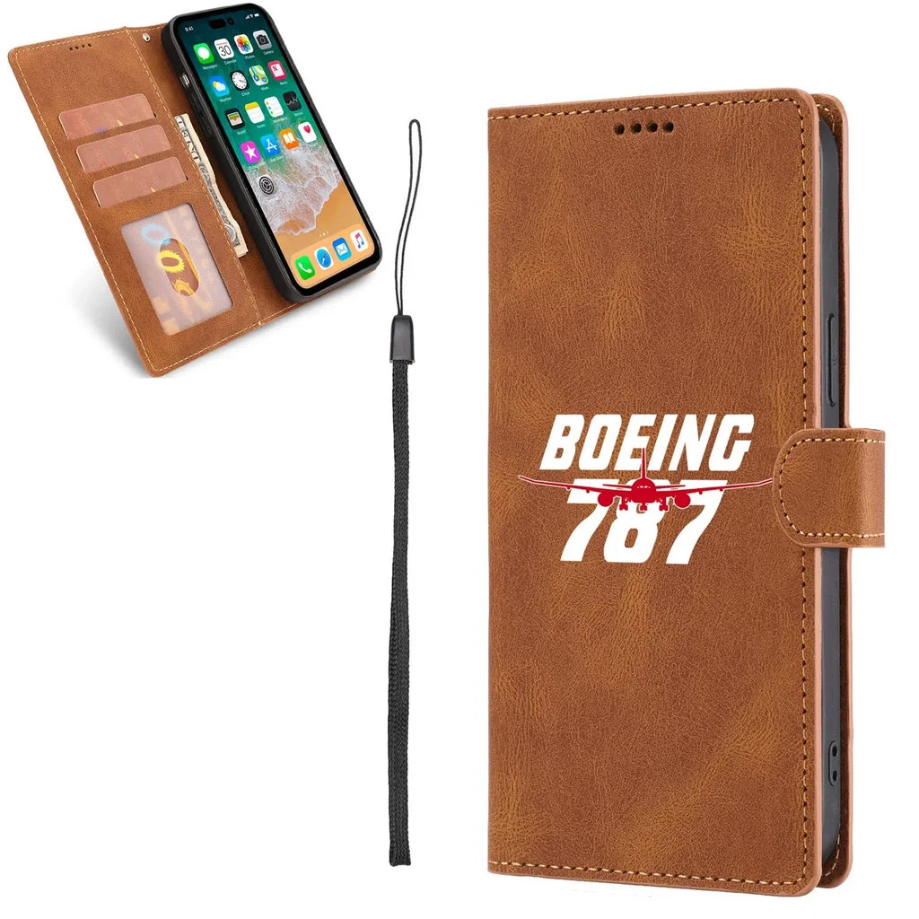 Amazing Boeing 787 aviation design on leather phone case for phone.