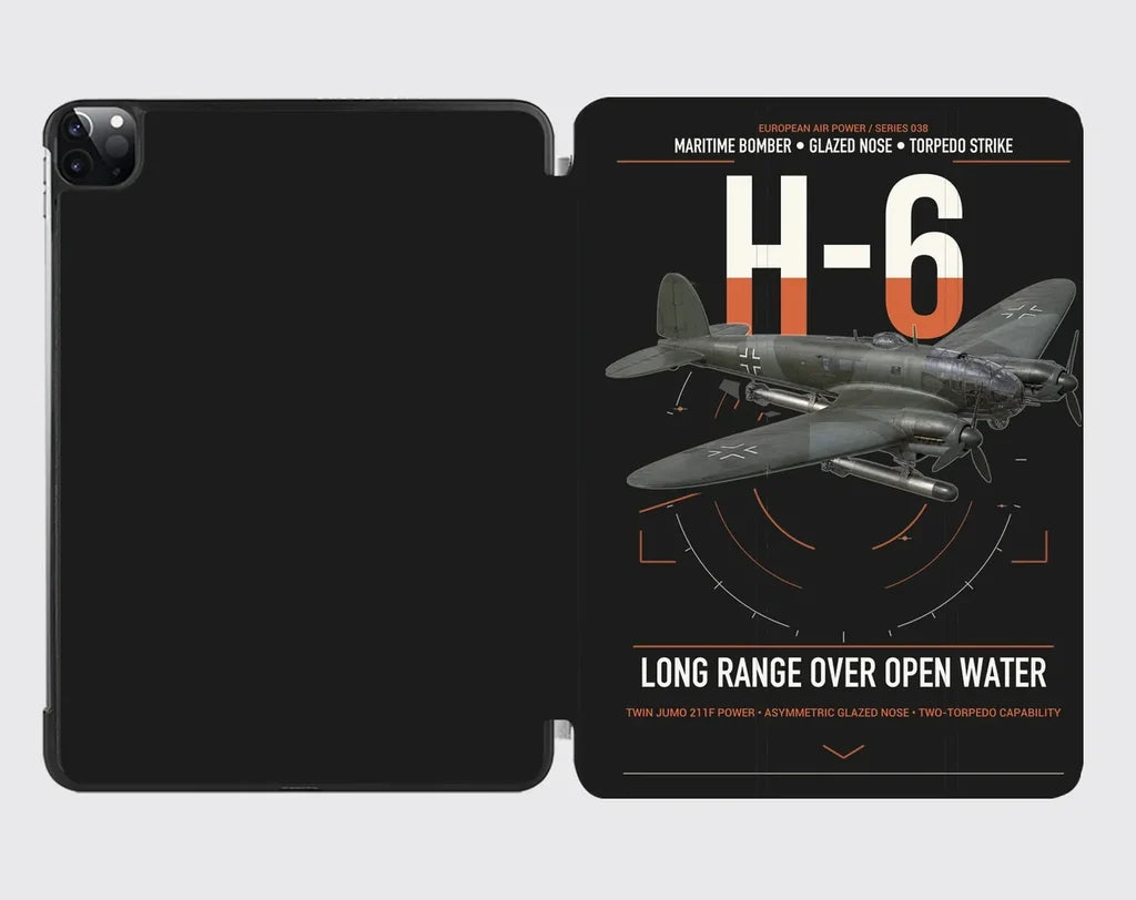 Heinkel He 111H-6 design on black ipad tablet case