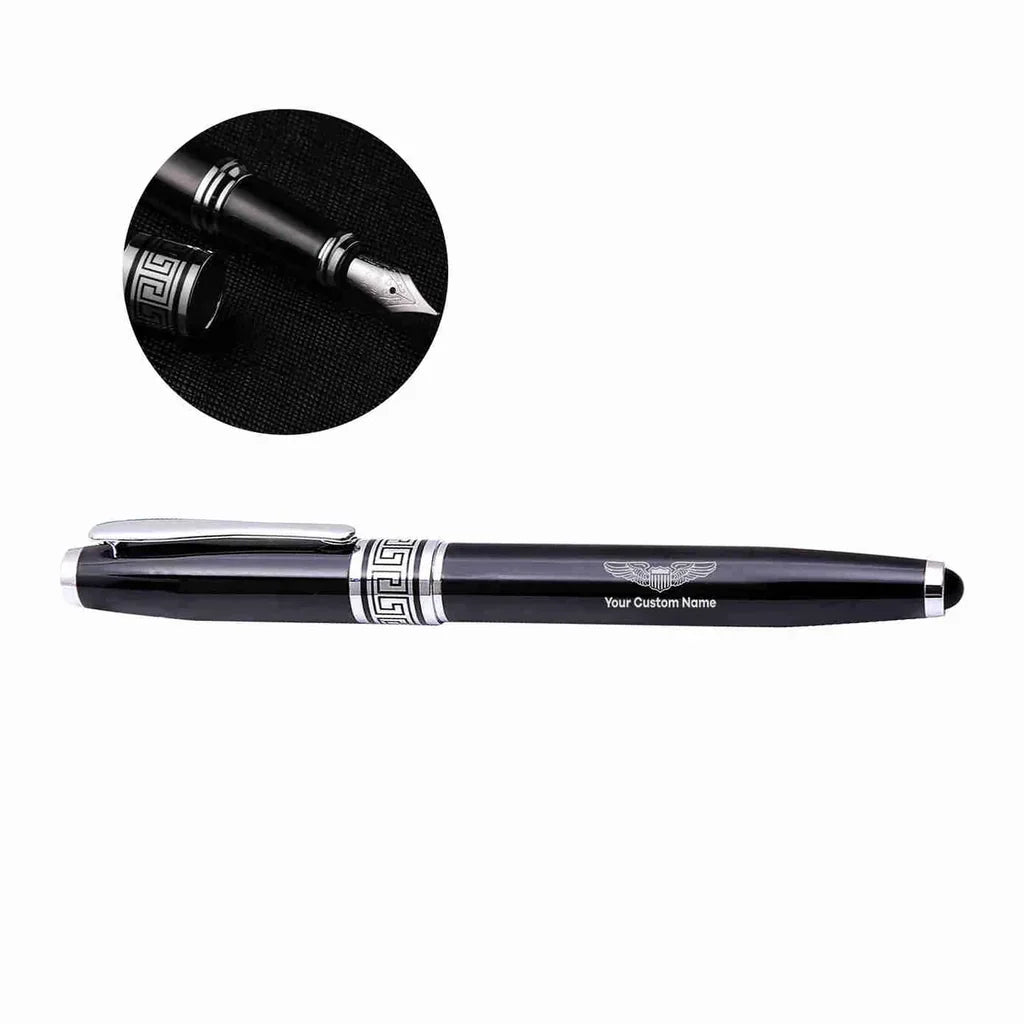 Custom Name (Military Badge) rollerball pen - black