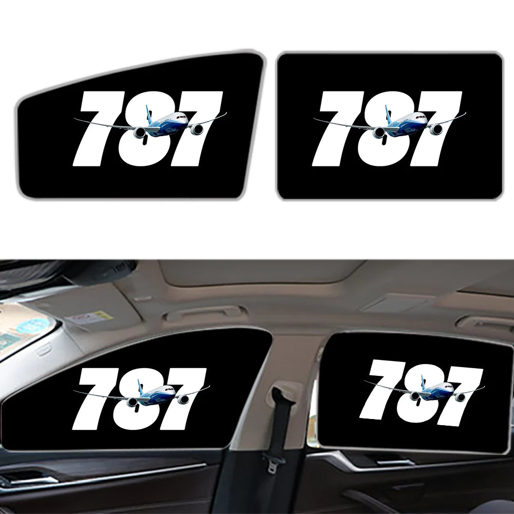 Super Boeing 787 Car Sun Shade (Side window) aviation design on reflective polyester car side window sun shade.