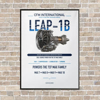 Thumbnail for CFM LEAP-1B vertical canvas print - framed - white background