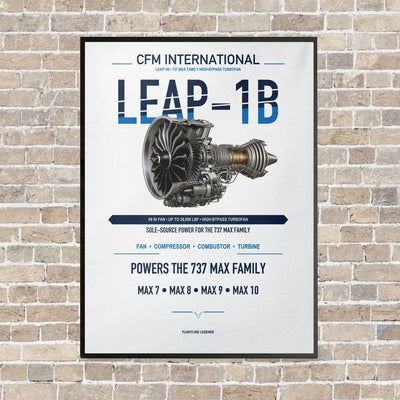 CFM LEAP-1B vertical canvas print - framed - white background