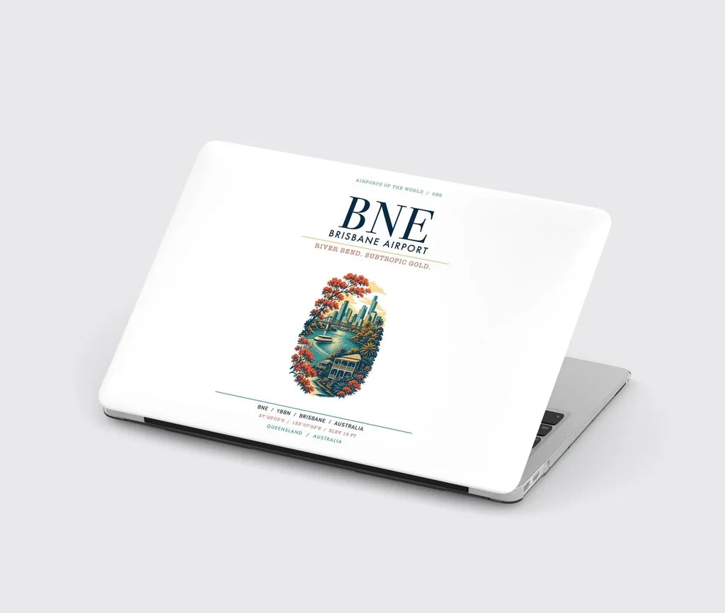 Brisbane Airport (BNE) design on white MacBook case