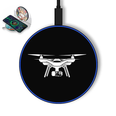 Drone Silhouette aviation design on durable build wireless charger.