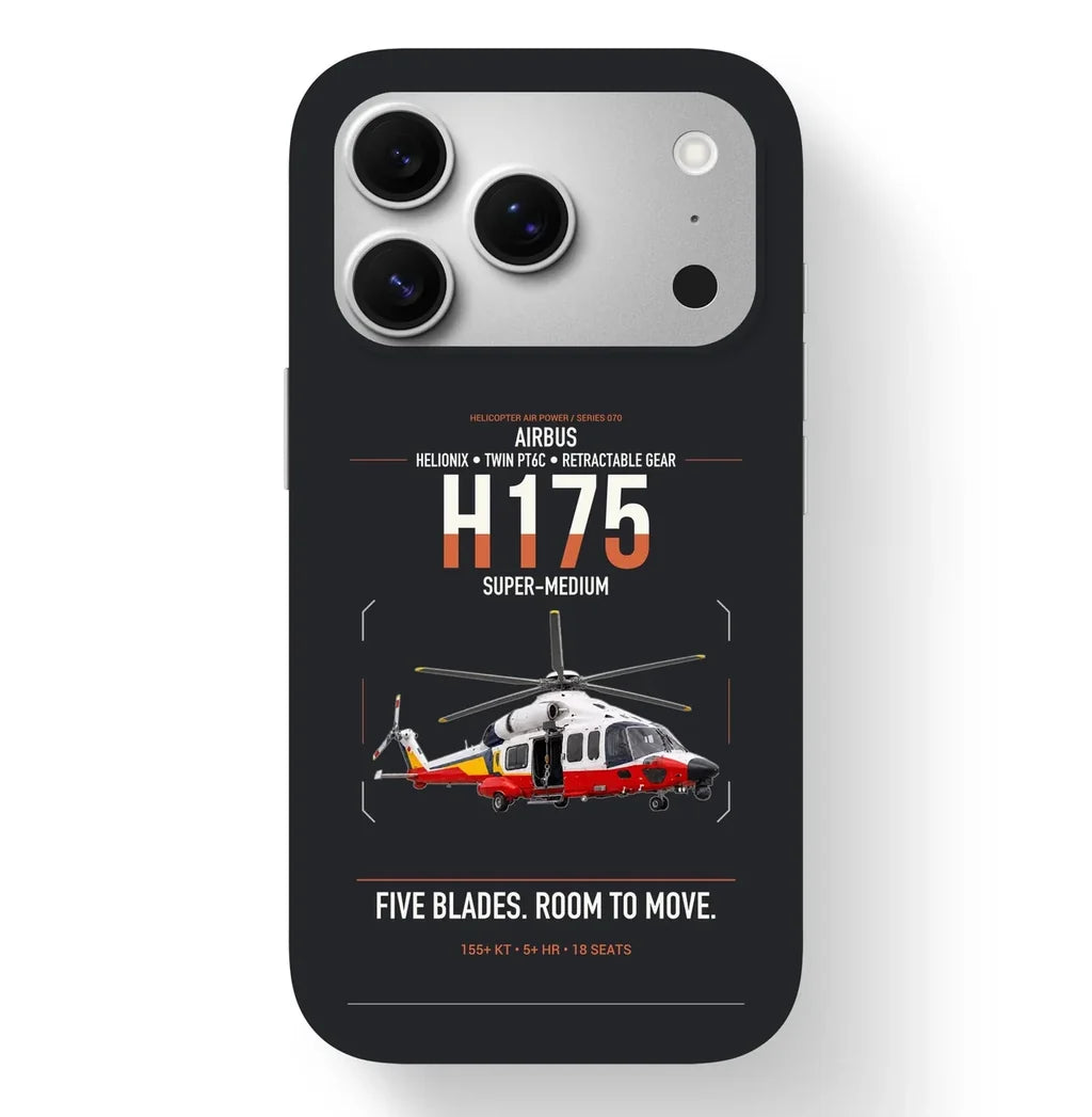 Airbus H175 design on black magsafe iphone case, for iPhone 17 Pro