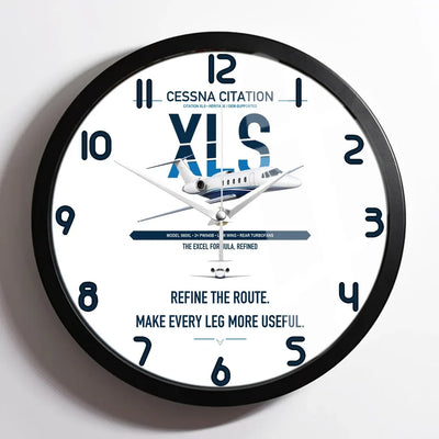 Cessna Citation XLS design on white framed wall clock