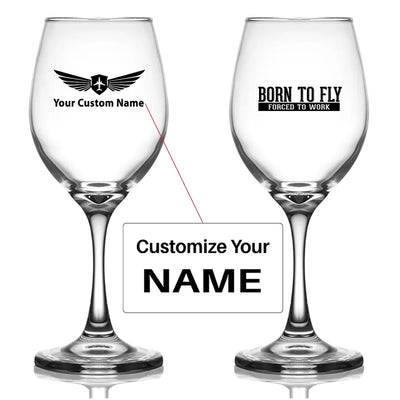 Customisable Born to Fly Wine Glass