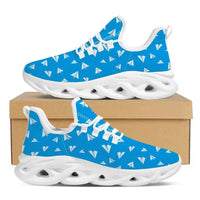 Thumbnail for Paper Airplanes (Blue) aviation design on breathable mesh with cushioned sole running and jogging shoes.