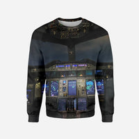 Thumbnail for Airbus A380 Cockpit Printed aviation design printed on soft cotton blend 3D sweatshirt.