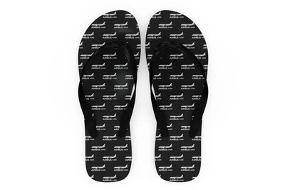 The Airbus A220 Slippers (Flip Flops) aviation design on durable rubber sole slippers and flip-flops.