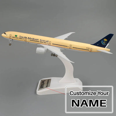 Side view of Saudi Arabian Airlines Boeing 777-300ER Airplane Model HZ-AKD (1/400) aviation 16-18cm scale model aircraft in d.