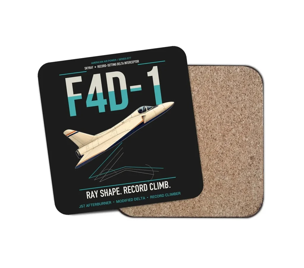 F4D-1 Skyray design on black 1 piece coaster