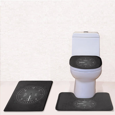 Airplane Instruments-Vertical Speed Toilet Seat Cover Three-piece aviation print on soft fabric toilet seat cover set.