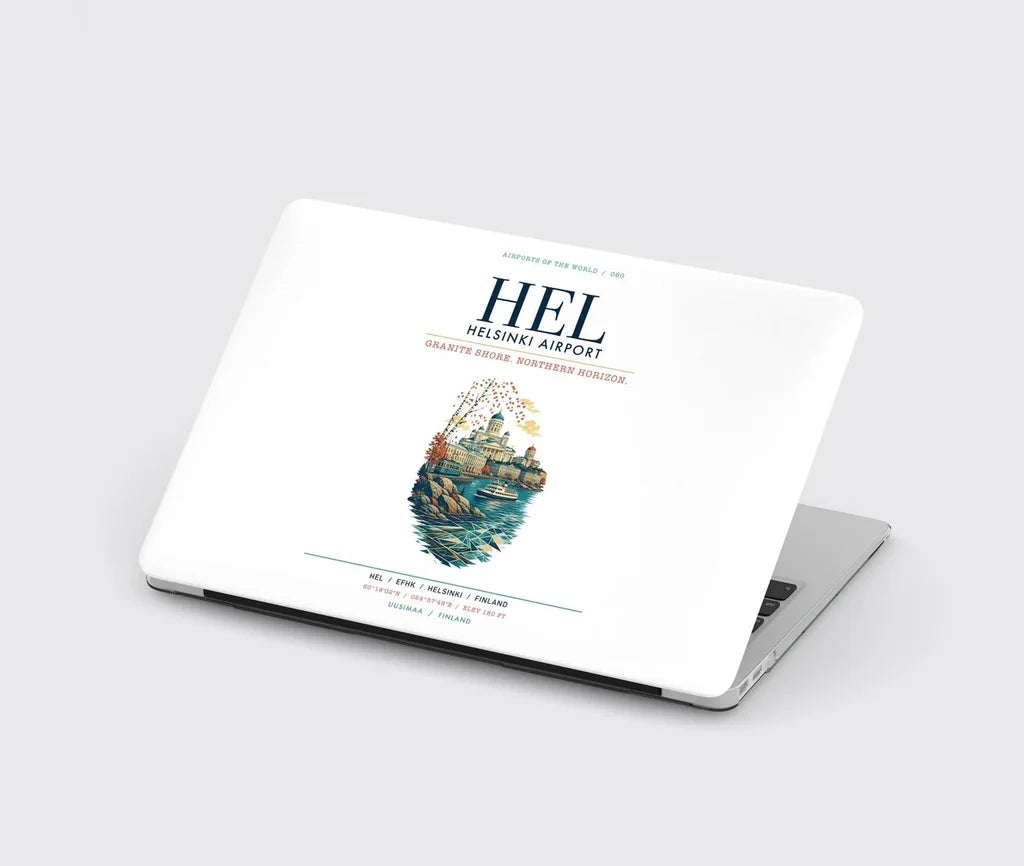 Helsinki Airport (HEL) design on white MacBook case