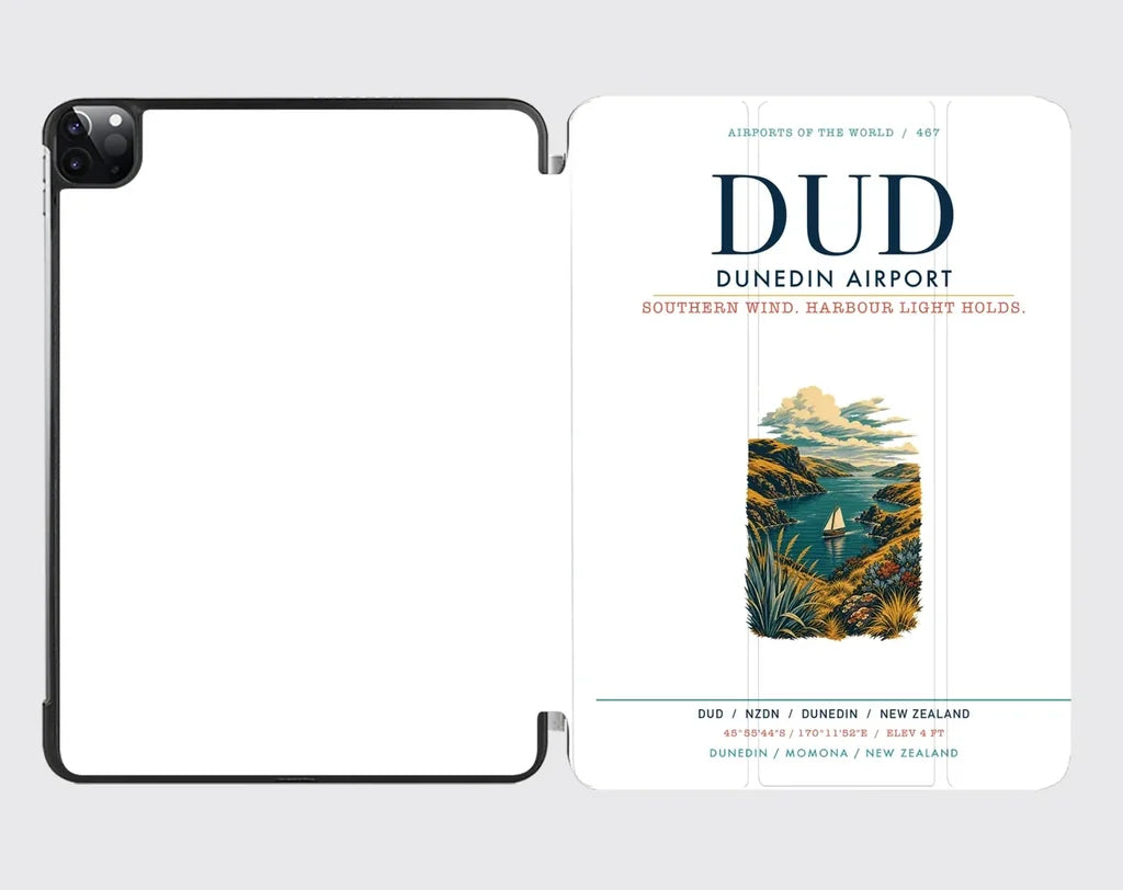 Dunedin Airport (DUD) design on white ipad tablet case