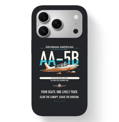 Grumman American AA-5B Tiger design on black magsafe iphone case, for iPhone 17 Pro