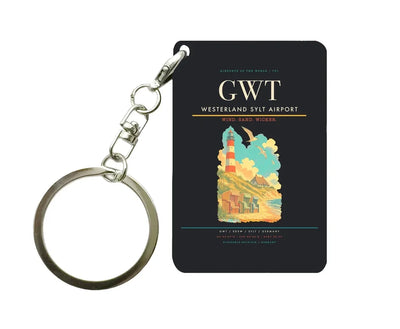 Westerland Sylt Airport (GWT) design on black key chain