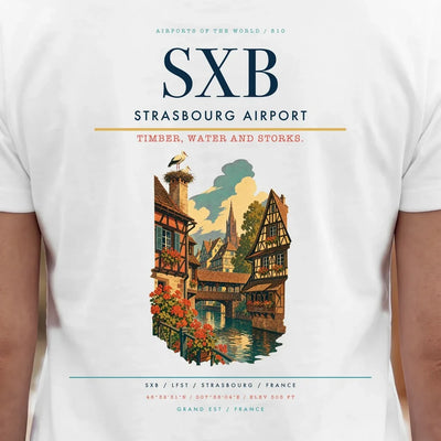 Strasbourg Airport (SXB) double-side t-shirt design close-up cover