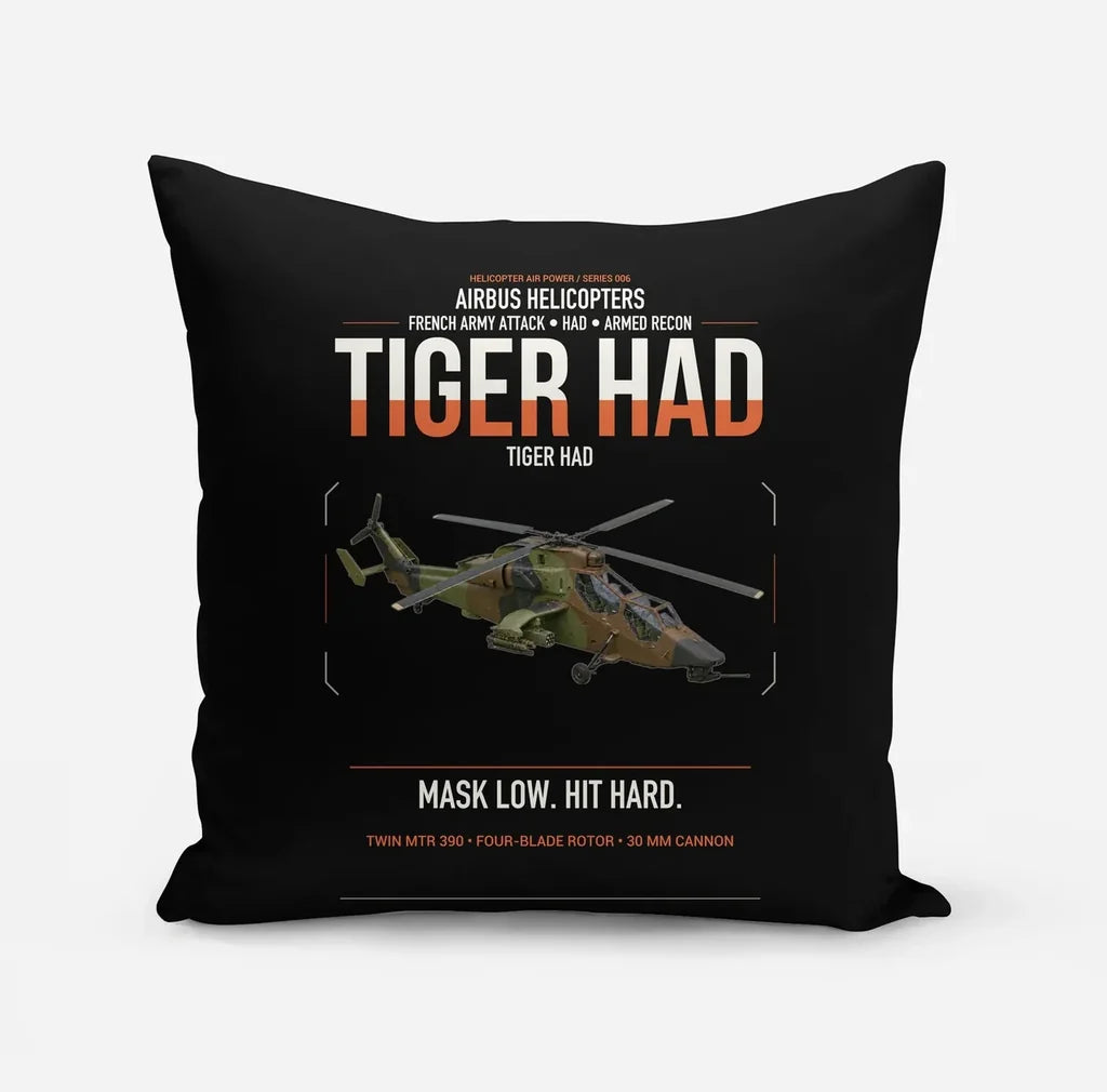 Airbus Helicopters Tiger HAD design on black pillow