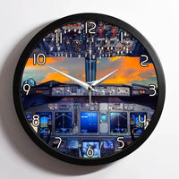 Thumbnail for Amazing Boeing 737 Cockpit aviation design on premium wood and metal wall clock.