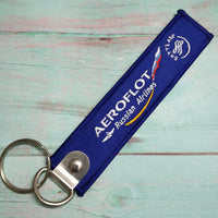 Thumbnail for Aeroflot Russian Airlines aviation Remove Before Flight key chain, aviation-tag style webbing.