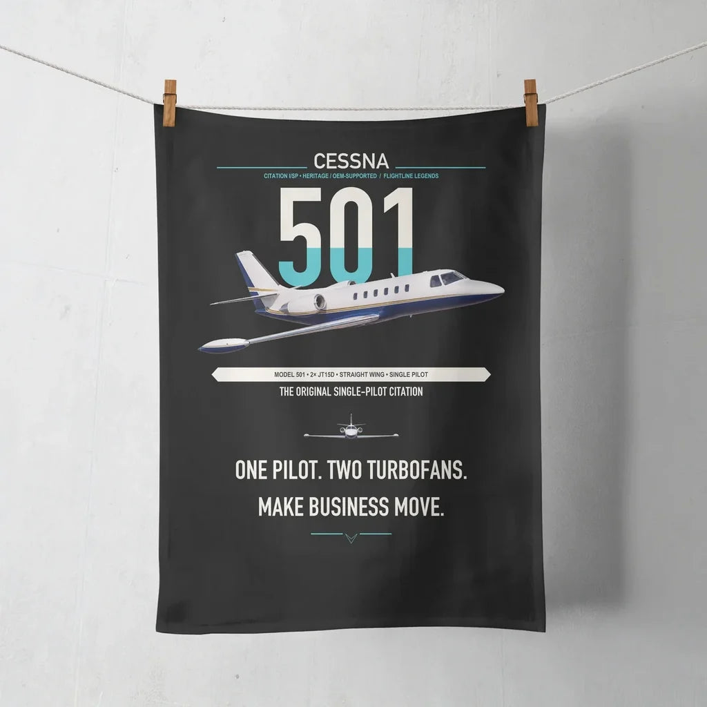 Cessna 501 Citation I SP design on black towel