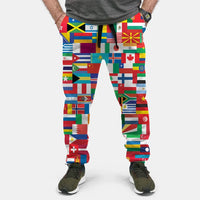Thumbnail for World Flags aviation design on soft cotton blend 3D-printed sweatpants.
