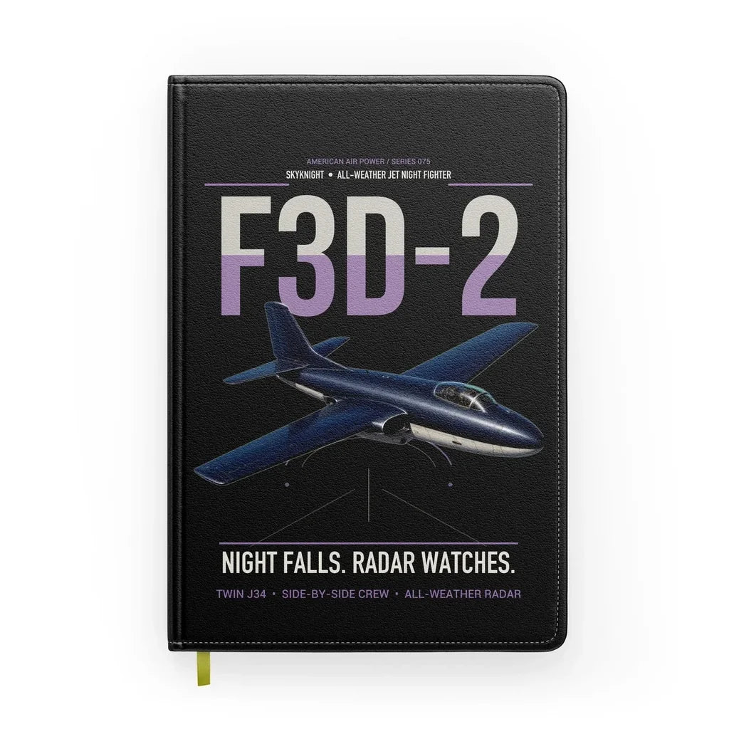 F3D-2 Skyknight design on black notebook
