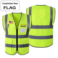 Thumbnail for Custom Flag & Pilot Badge aviation design printed on high-visibility reflective fabric reflective vest.