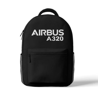 Airbus A320 & Text aviation print backpack, durable polyester.