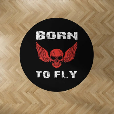 Born To Fly SKELETON Carpet & Floor Mats (Round) aviation design on durable carpet pile with non-slip backing round carpet fl.