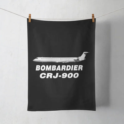 Bombardier CRJ-900 aviation design on soft absorbent cotton towel.