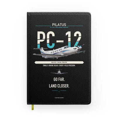 Pilatus PC-12 PRO design on black notebook