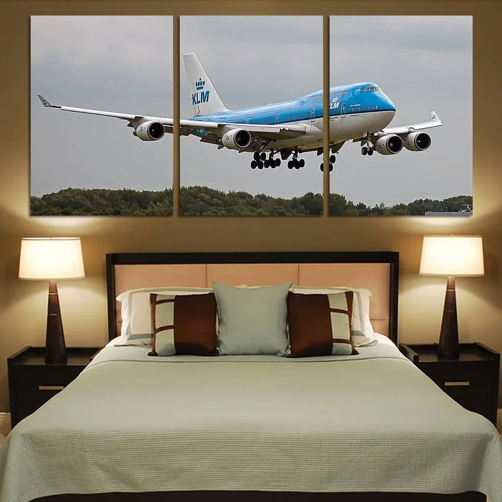Landing KLM's Boeing 747 canvas - 3 Pieces