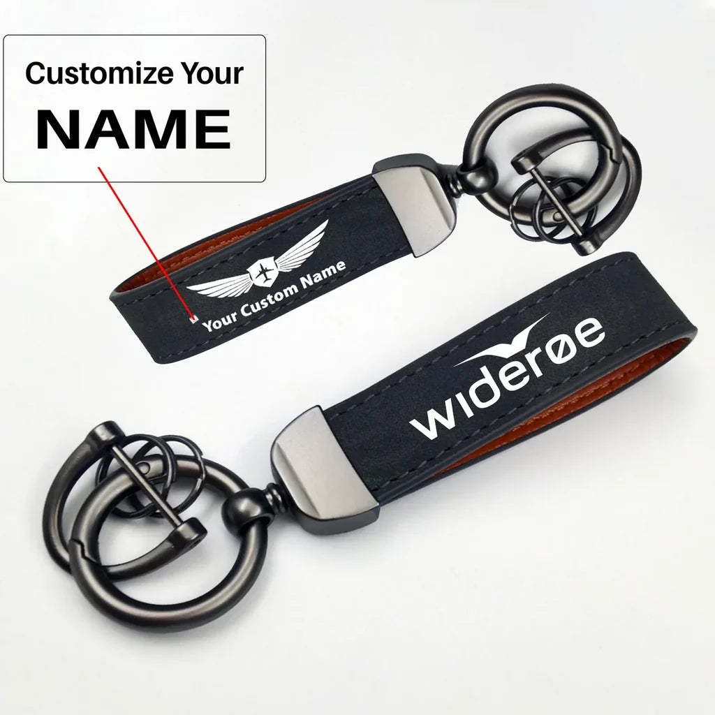 Wideroe Airlines Horseshoe Buckle key chain, Black + Name