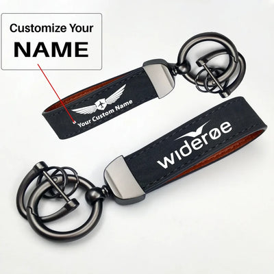 Wideroe Airlines Horseshoe Buckle key chain, Black + Name