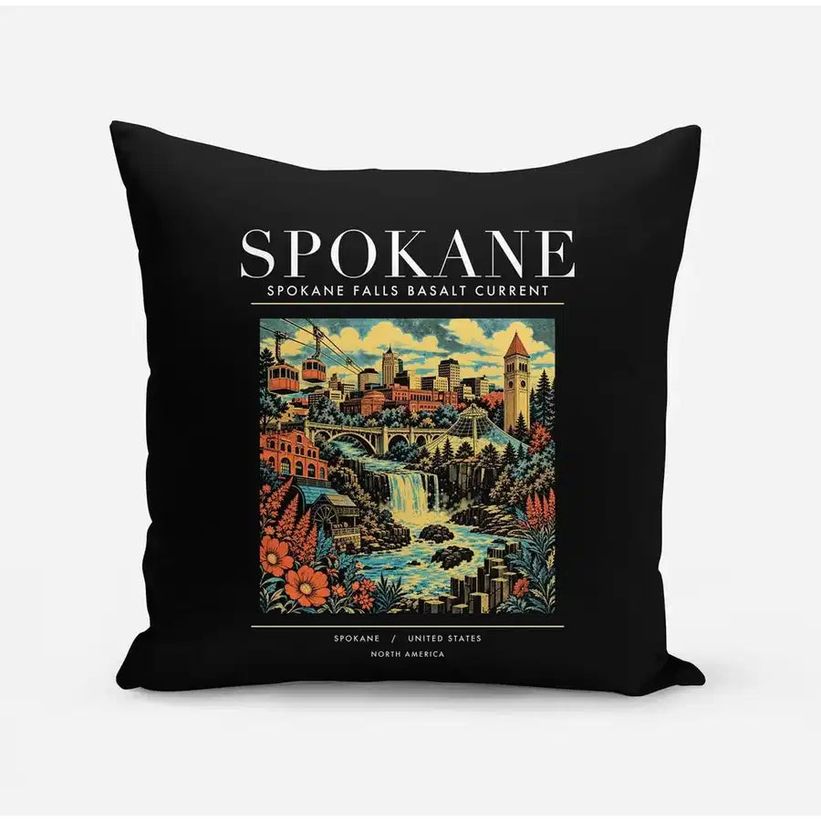 SPOKANE - Poster - Pillow - Black