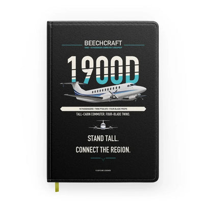 Beechcraft 1900D design on black notebook