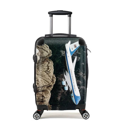 Cruising United States of America Boeing 747 Printed Pillows Cabin Size aviation print luggage, durable shell.