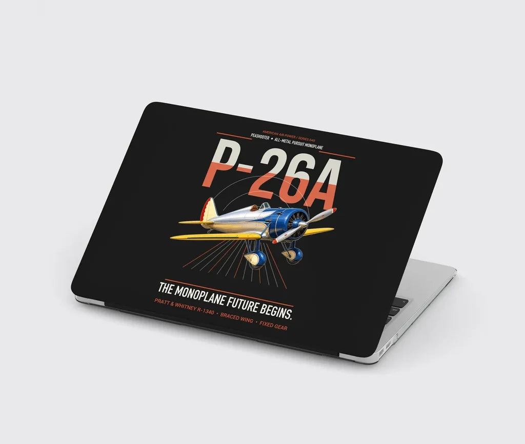 Boeing P-26A Peashooter design on black MacBook case